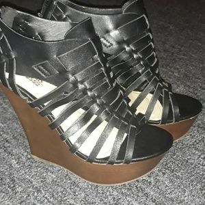 Platform open toe wedges